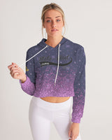 Purple Graffiti Spray SMC Women's Cropped Hoodie