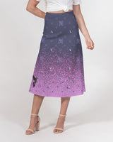 Purple Graffiti Spray SMC Women's A-Line Midi Skirt