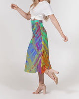 Color Glitchy SMC Women's A-Line Midi Skirt