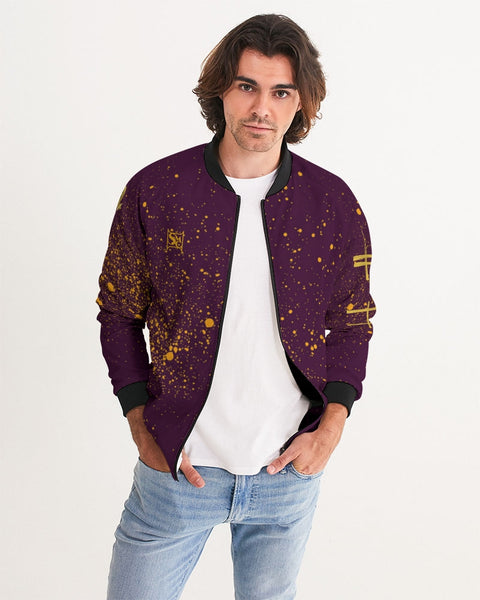 Burgundy Gold Splatter SMC Men's Bomber Jacket